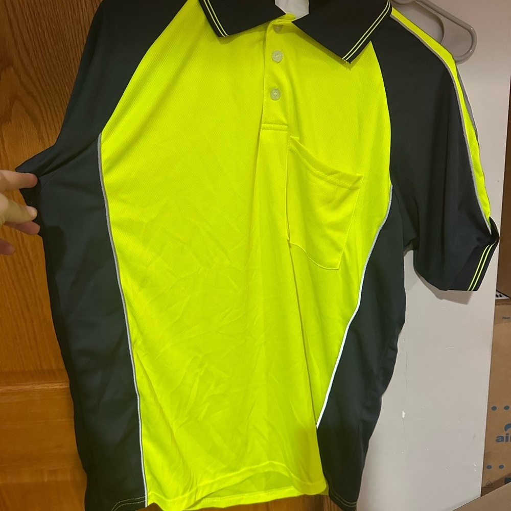 Neon Yellow and Black work Top - Picture 1 of 4